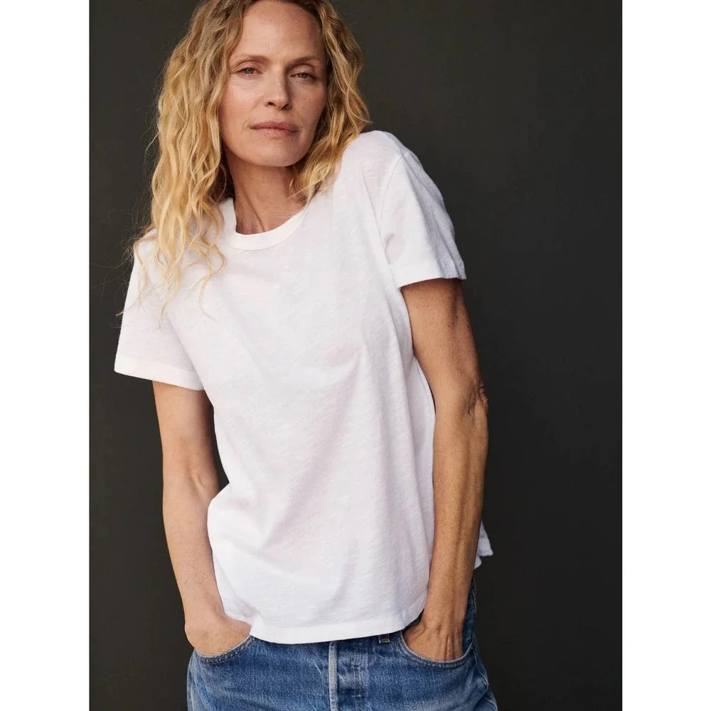 Buck Mason Women's Slub Cotton Classic Fit Easy Crew Made in USA Tee T-Shirt - Picture 2 of 5